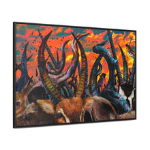 Wildlife Art Canvas Wrap - Colorful Nature Scene with Horned Animals