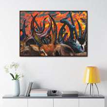 Wildlife Art Canvas Wrap - Colorful Nature Scene with Horned Animals