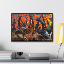 Wildlife Art Canvas Wrap - Colorful Nature Scene with Horned Animals