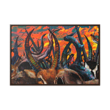 Wildlife Art Canvas Wrap - Colorful Nature Scene with Horned Animals