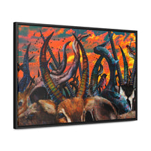 Wildlife Art Canvas Wrap - Colorful Nature Scene with Horned Animals