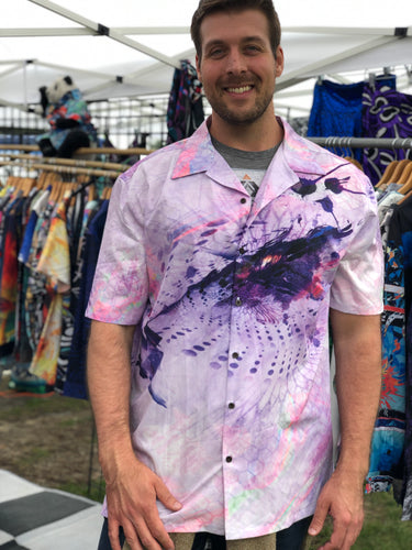 Fuchsia Rift Short Sleeve Button Up