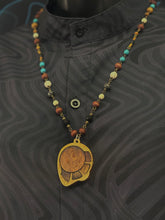 7-Wood Palette Pendant w/ Howlite, Turquoise, Wood Beads