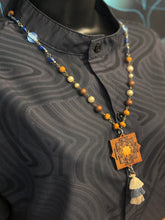 5-Wood Talisman w/ Brass, Vintage Glass, Tassel