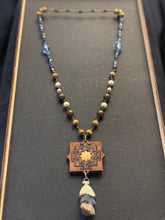 5-Wood Talisman w/ Brass, Vintage Glass, Tassel