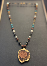 7-Wood Palette Pendant w/ Howlite, Turquoise, Wood Beads