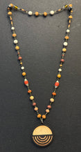 6-Wood Circle Pendant w/ Jasper, Sunstone, Howlite, Vintage and Wood Beads