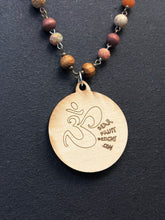 6-Wood Circle Pendant w/ Jasper, Sunstone, Howlite, Vintage and Wood Beads