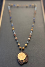 7-Wood Palette Pendant w/ Tibetan Agate, Czech Glass, Jasper, Wood Beads