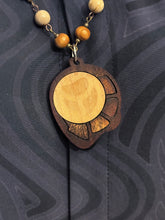 7-Wood Palette Pendant w/ Tibetan Agate, Czech Glass, Jasper, Wood Beads