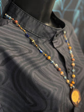 7-Wood Palette Pendant w/ Tibetan Agate, Czech Glass, Jasper, Wood Beads