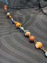 7-Wood Palette Pendant w/ Tibetan Agate, Czech Glass, Jasper, Wood Beads