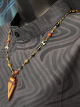 6-Wood Arrowhead w/ Tibetan Agate, Vintage Brass, Wood Beads