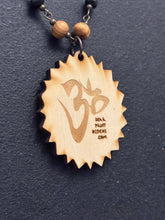 5-Wood Oval Pendant w/ Amethyst, Vintage Glass, Wood Beads