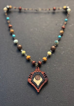 5-Wood Thorn Pendant w/ Brass, Turquoise, Jasper, Vintage and Wood Beads