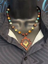 5-Wood Thorn Pendant w/ Brass, Turquoise, Jasper, Vintage and Wood Beads