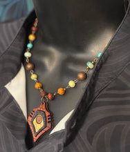 5-Wood Thorn Pendant w/ Brass, Turquoise, Jasper, Vintage and Wood Beads