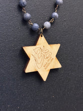 10-Wood Merkaba Pendant w/ Blue Coral Beads