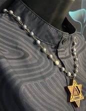 10-Wood Merkaba Pendant w/ Blue Coral Beads