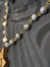 10-Wood Merkaba Pendant w/ Blue Coral Beads