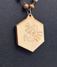 8-Wood Asanoha Pendant w/ Jasper, Brass, Vintage and Wood Beads