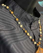 8-Wood Asanoha Pendant w/ Jasper, Brass, Vintage and Wood Beads