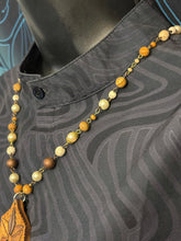 8-Wood Asanoha Pendant w/ Jasper, Brass, Vintage and Wood Beads