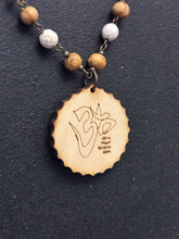 5-Wood Gear Pendant w/ Howlite, Tibetan Agate, Vintage and Wood Beads