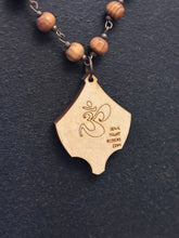 4-Wood Floret Pendant w/ Turquoise, Brass, Wood Beads