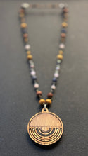 7-Wood Circle Pendant w/ Vintage and Wood Beads
