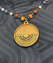 7-Wood Circle Pendant w/ Vintage and Wood Beads