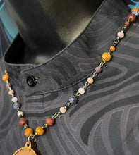 7-Wood Circle Pendant w/ Vintage and Wood Beads