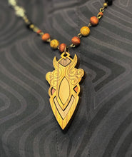 6-Wood Totem Pendant w/ Jasper, Vintage and Wood Beads