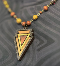6-Wood Arrowhead w/ Jasper, Vintage and Wood Beads