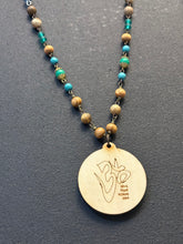 5-Wood Mandala Pendant w/ Turquoise, Jasper, Vintage and Wood Beads
