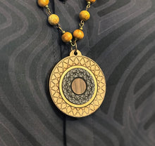 5-Wood Mandala Pendant w/ Turquoise, Jasper, Vintage and Wood Beads