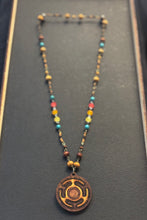 6-Wood Maze Pendant with Glass and Wood Beads