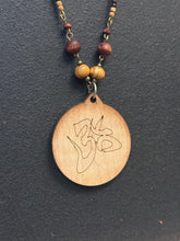 6-Wood Maze Pendant with Glass and Wood Beads