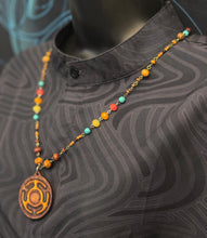 6-Wood Maze Pendant with Glass and Wood Beads