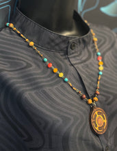 6-Wood Maze Pendant with Glass and Wood Beads