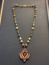 4-Wood Floret Pendant with Jasper, Vintage and Wood Beads