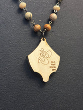 4-Wood Floret Pendant with Jasper, Vintage and Wood Beads