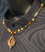 4-Wood Floret Pendant with Jasper, Vintage and Wood Beads