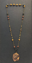 7-Wood Palette Pendant with Brass, Vintage and Wood Beads