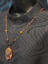 7-Wood Palette Pendant with Brass, Vintage and Wood Beads