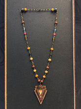 6-Wood Arrowhead Pendant with Jasper and Wood Beads