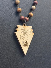 6-Wood Arrowhead Pendant with Jasper and Wood Beads