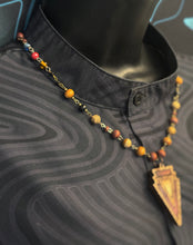 6-Wood Arrowhead Pendant with Jasper and Wood Beads