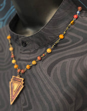 6-Wood Arrowhead Pendant with Jasper and Wood Beads