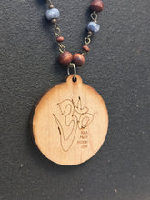 4-Wood Circle Pendant with Sodalite, Vintage, and Wood Beads